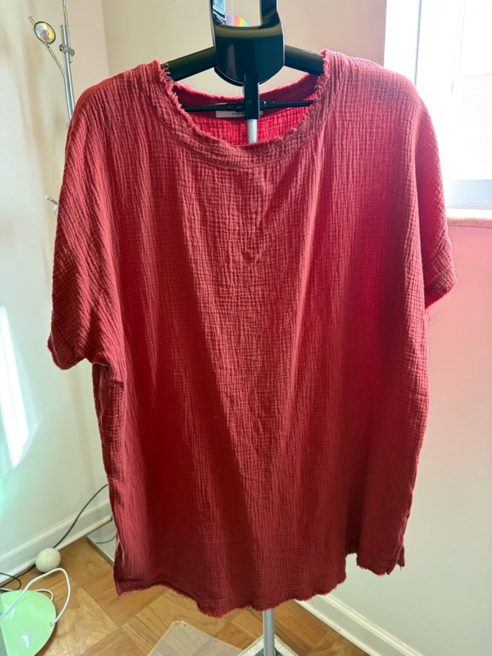 NATURAL LIFE Cara Cotton Gauze Shift Dress Rust Red